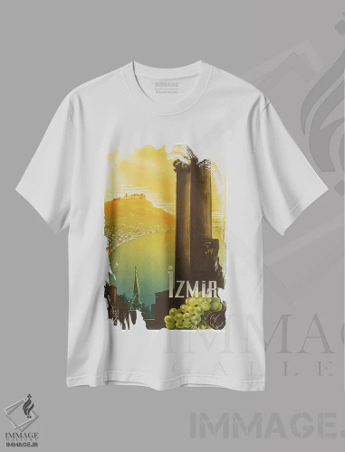 تیشرت سفید طرح دار Turkey,ازمیر، ترکیه، تایپوگرافی اثر هنرمند ناشناس | فروشگاه ایماژ