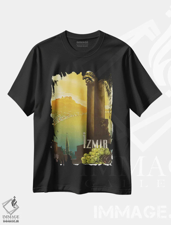 تیشرت مشکی طرح دار Turkey,ازمیر، ترکیه، تایپوگرافی اثر هنرمند ناشناس | immage.ir