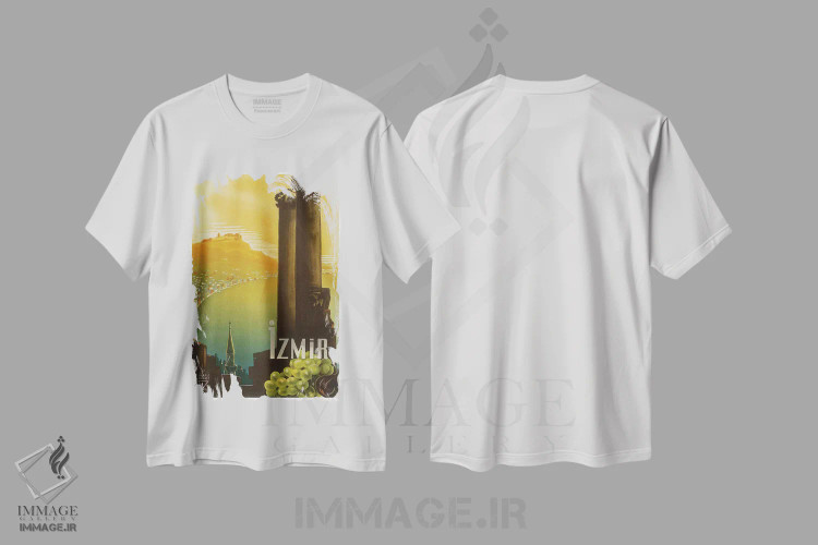 تیشرت سفید طرح دار Turkey,ازمیر، ترکیه، تایپوگرافی اثر هنرمند ناشناس | فروشگاه ایماژ