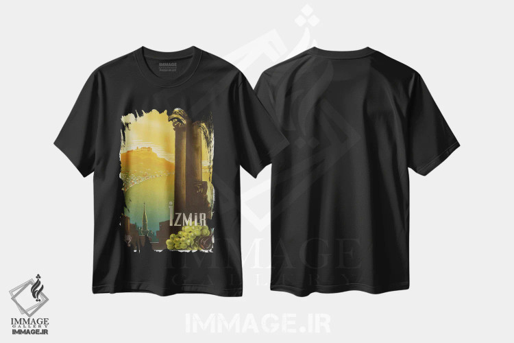 تیشرت مشکی طرح دار Turkey,ازمیر، ترکیه، تایپوگرافی اثر هنرمند ناشناس | immage.ir