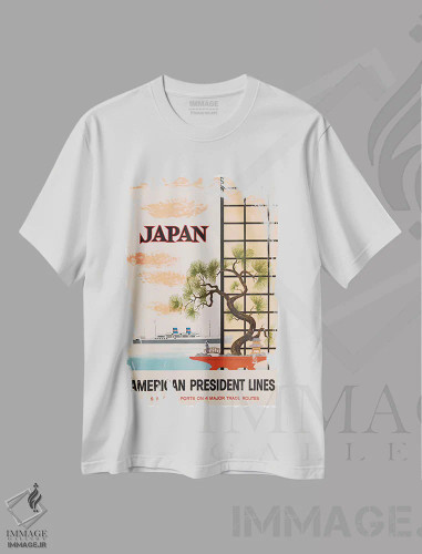 تیشرت سفید طرح دار ژاپن، دکور آسیایی اثر هنرمند ناشناس | فروشگاه ایماژ