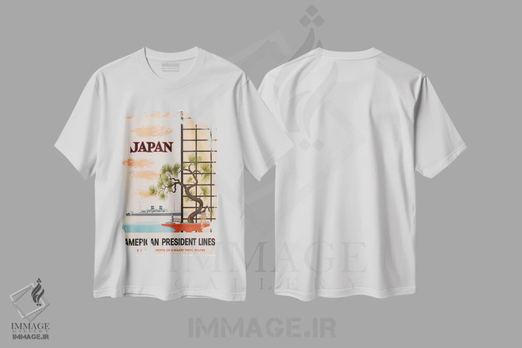 تیشرت سفید طرح دار ژاپن، دکور آسیایی اثر هنرمند ناشناس | فروشگاه ایماژ
