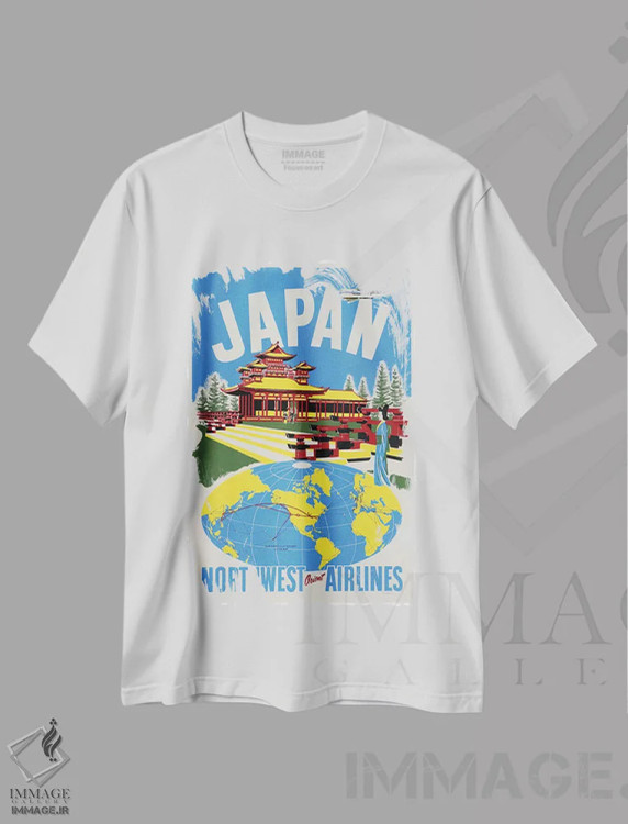 تیشرت سفید طرح دار ژاپن، تایپوگرافی اثر هنرمند ناشناس | immage.ir