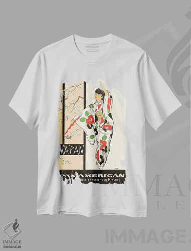 تیشرت سفید طرح دار ژاپن، دکور آسیایی اثر هنرمند ناشناس | فروشگاه ایماژ