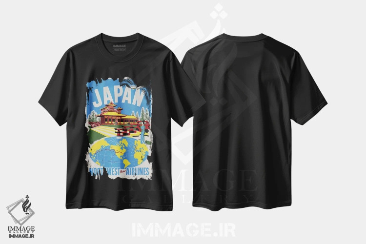 تیشرت مشکی طرح دار ژاپن، تایپوگرافی اثر هنرمند ناشناس | فروشگاه ایماژ