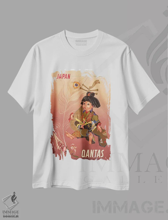 تیشرت سفید طرح دار ژاپن، تایپوگرافی اثر هنرمند ناشناس | immage.ir