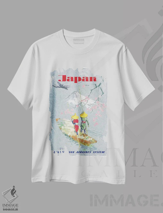 تیشرت سفید طرح دار ژاپن، دکور آسیایی اثر هنرمند ناشناس | فروشگاه ایماژ
