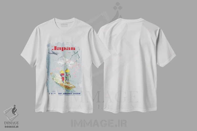 تیشرت سفید طرح دار ژاپن، دکور آسیایی اثر هنرمند ناشناس | فروشگاه ایماژ