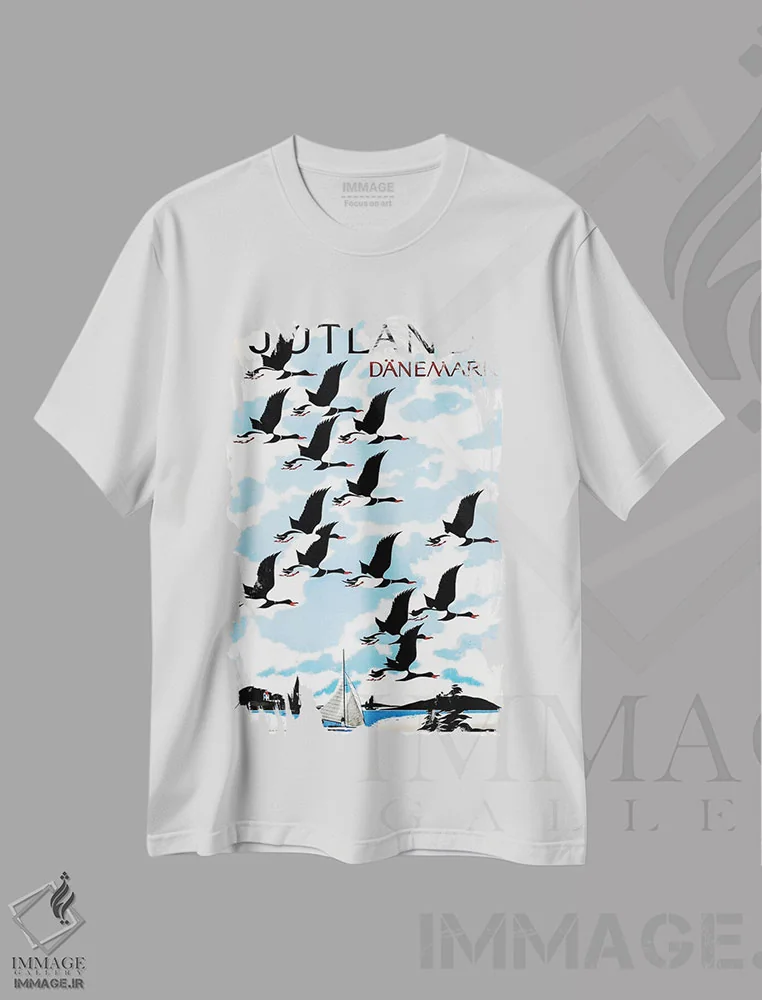 تیشرت سفید طرح دار Danemark,یوتلند، دانمارک، تایپوگرافی اثر هنرمند ناشناس | فروشگاه ایماژ