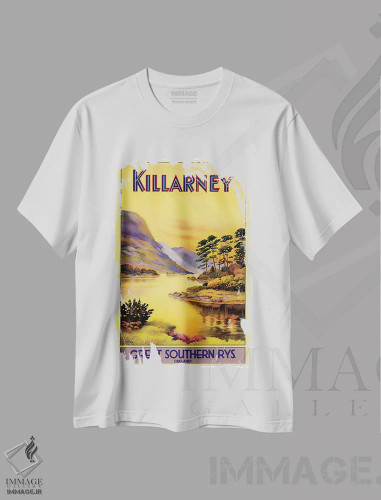 تیشرت سفید طرح دار کیلرنی، تایپوگرافی اثر هنرمند ناشناس | فروشگاه ایماژ