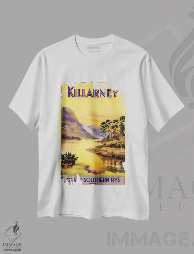 تیشرت سفید طرح دار کیلرنی، تایپوگرافی اثر هنرمند ناشناس | فروشگاه ایماژ
