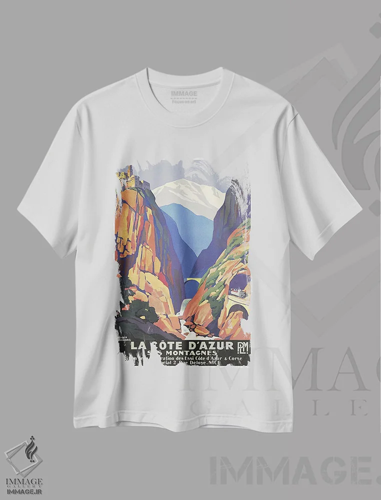 تیشرت سفید طرح دار کوت دازور، تایپوگرافی اثر هنرمند ناشناس | immage.ir