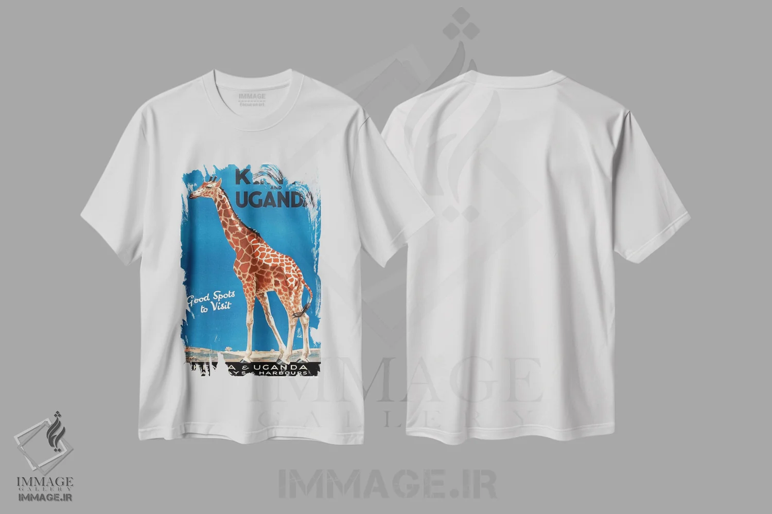 تیشرت سفید طرح دار راه آهن و بنادر کنیا و اوگاندا، تایپوگرافی اثر هنرمند ناشناس | immage.ir