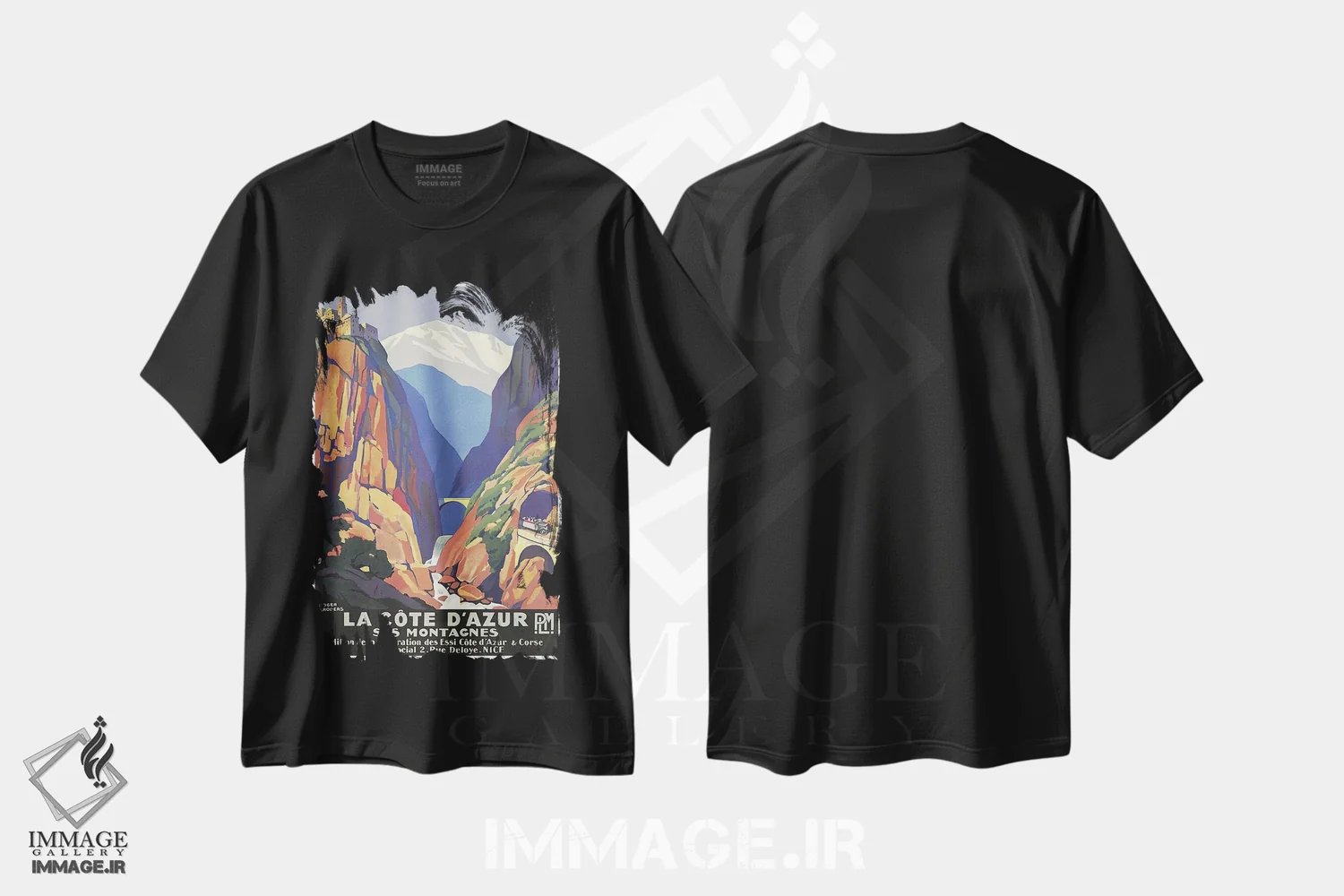 تیشرت مشکی طرح دار کوت دازور، تایپوگرافی اثر هنرمند ناشناس | فروشگاه ایماژ