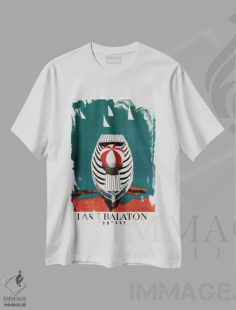 تیشرت سفید طرح دار Hungary,دریاچه بالاتون، مجارستان، تایپوگرافی اثر هنرمند ناشناس | immage.ir