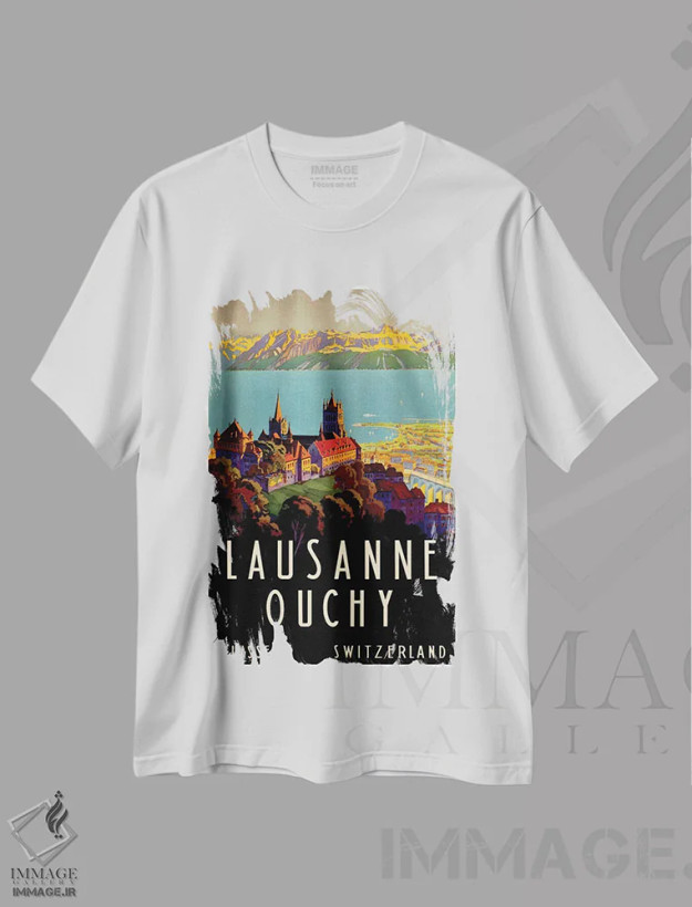 تیشرت سفید طرح دار Switzerland II,لوزان-اووشی، سوئیس II، تایپوگرافی اثر هنرمند ناشناس | immage.ir