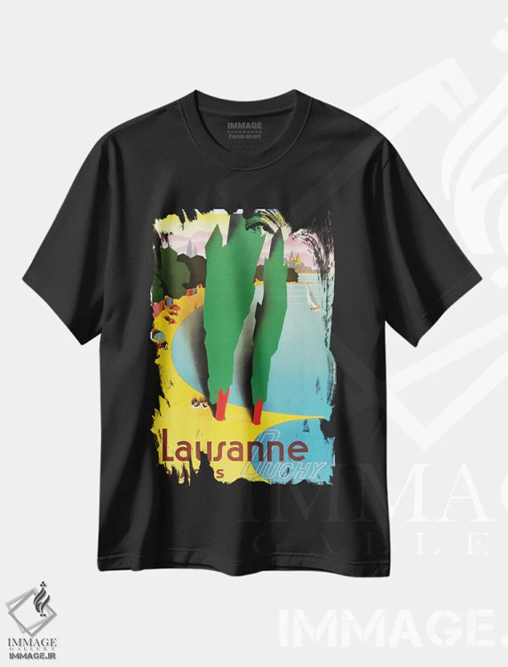تیشرت مشکی طرح دار Switzerland IV,لوزان-اووشی، سوئیس IV، تایپوگرافی اثر هنرمند ناشناس | immage.ir