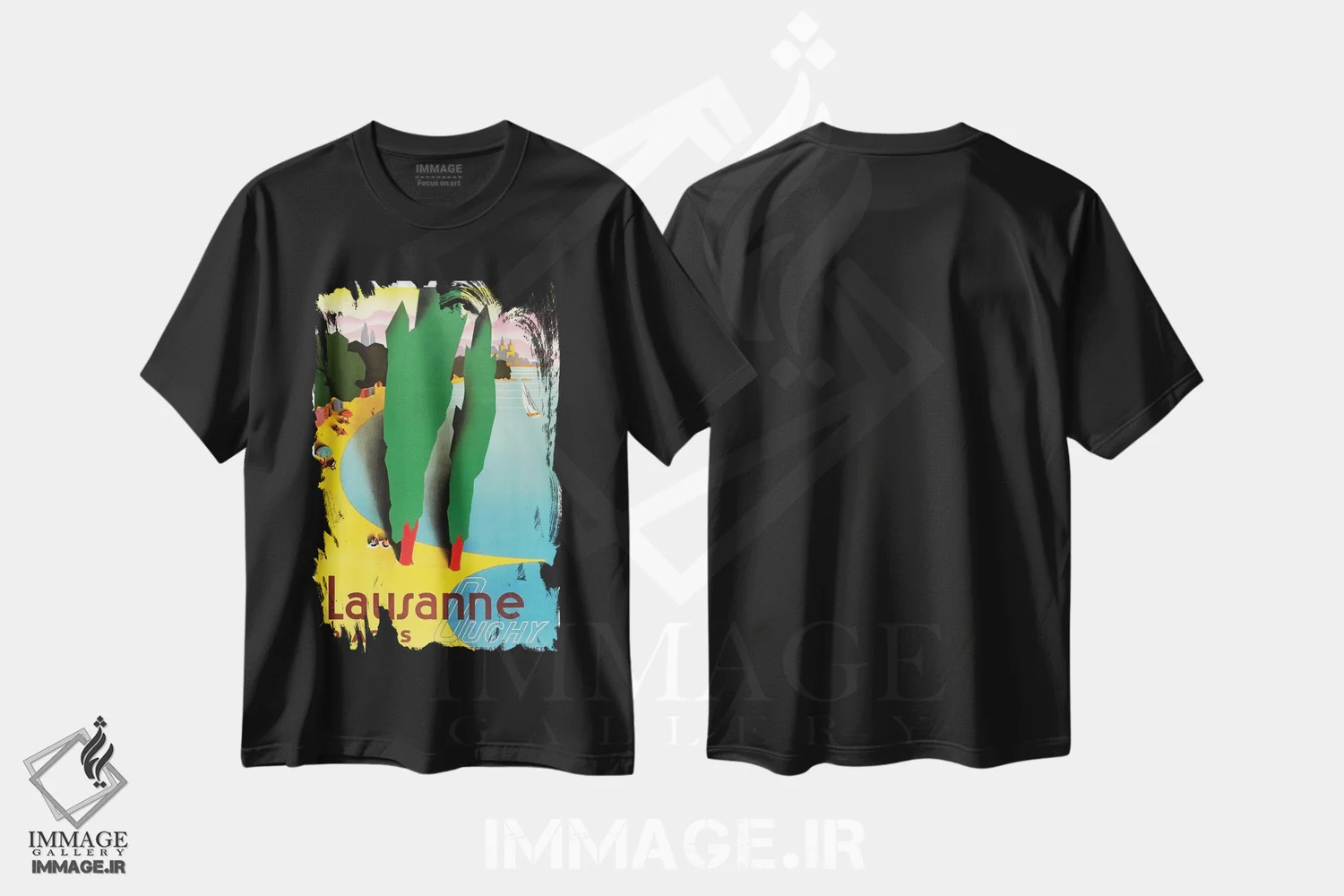 تیشرت مشکی طرح دار Switzerland IV,لوزان-اووشی، سوئیس IV، تایپوگرافی اثر هنرمند ناشناس | immage.ir