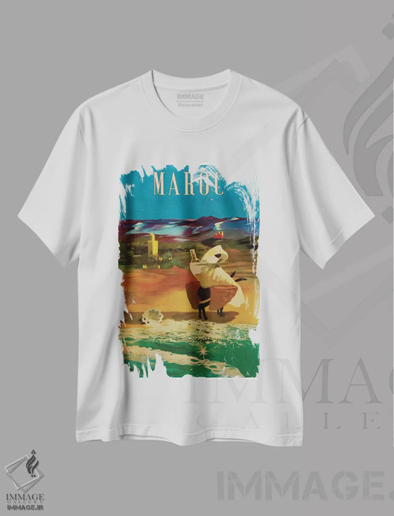 تیشرت سفید طرح دار مراکش II، تایپوگرافی اثر هنرمند ناشناس | immage.ir