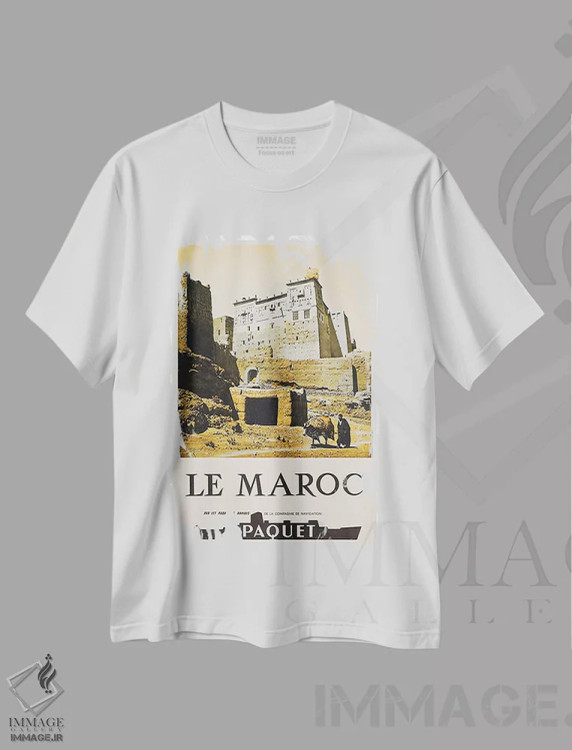 تیشرت سفید طرح دار مراکش I، تایپوگرافی اثر هنرمند ناشناس | فروشگاه ایماژ