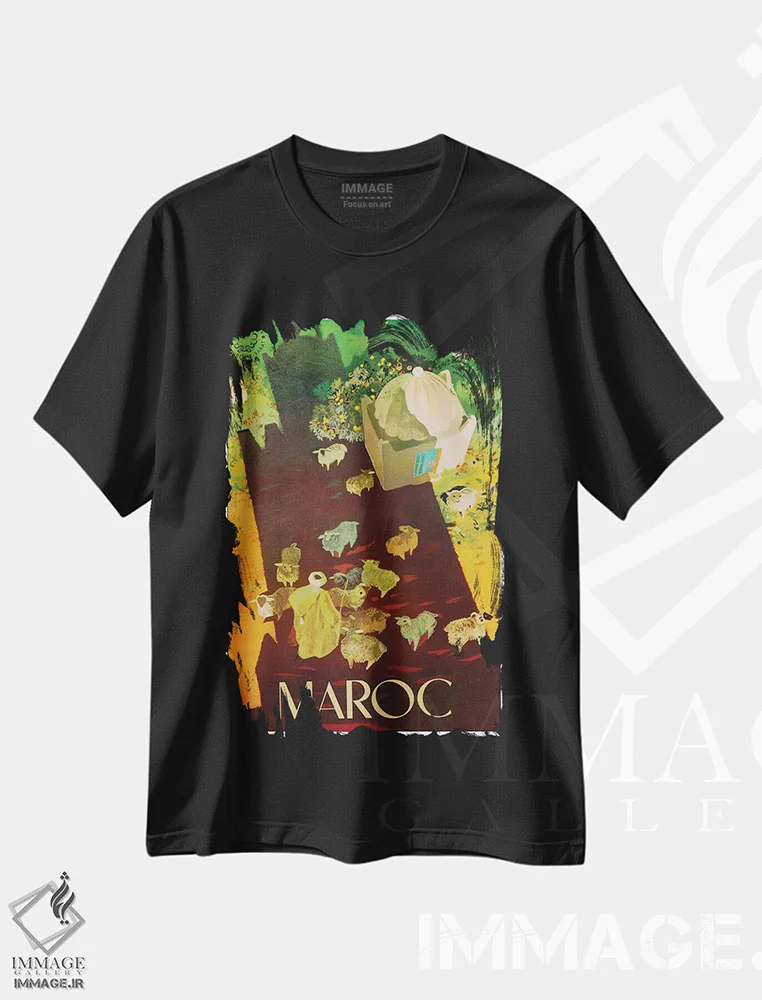 تیشرت مشکی طرح دار مراکش III، تایپوگرافی اثر هنرمند ناشناس | immage.ir