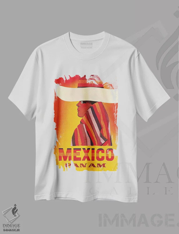 تیشرت سفید طرح دار مکزیک، تایپوگرافی اثر هنرمند ناشناس | immage.ir