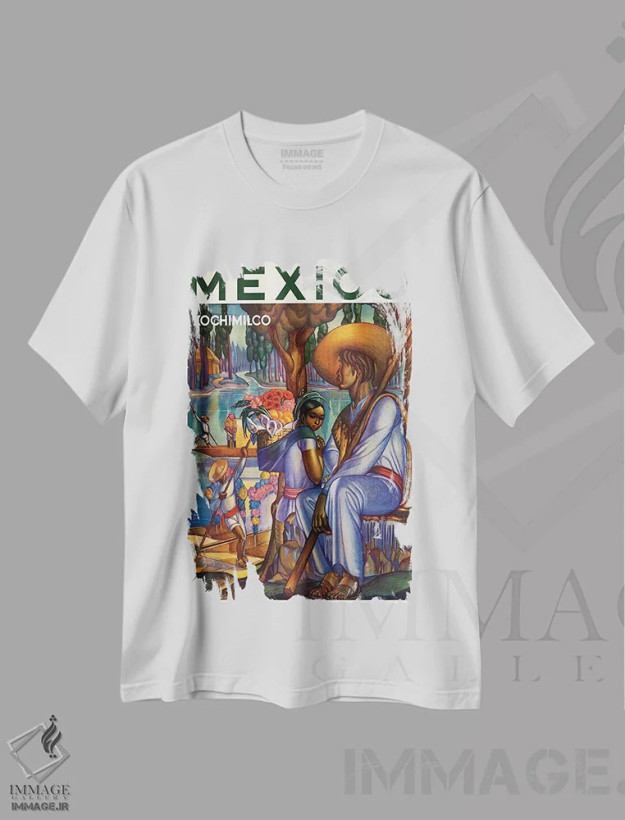 تیشرت سفید طرح دار Xochimilco,مکزیک، سوچی میلکو، تزئینی اثر هنرمند ناشناس | فروشگاه ایماژ