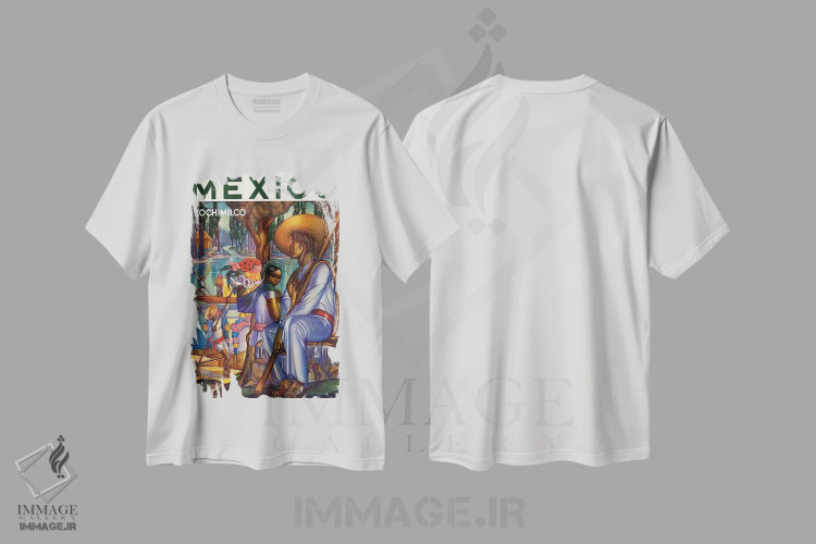 تیشرت سفید طرح دار Xochimilco,مکزیک، سوچی میلکو، تزئینی اثر هنرمند ناشناس | فروشگاه ایماژ