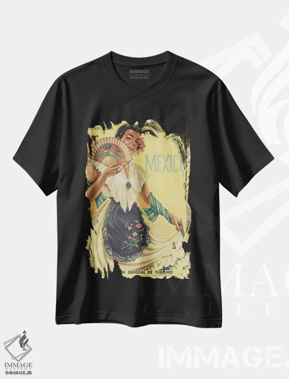 تیشرت مشکی طرح دار مکزیک: گردشگری II، تایپوگرافی اثر هنرمند ناشناس | immage.ir