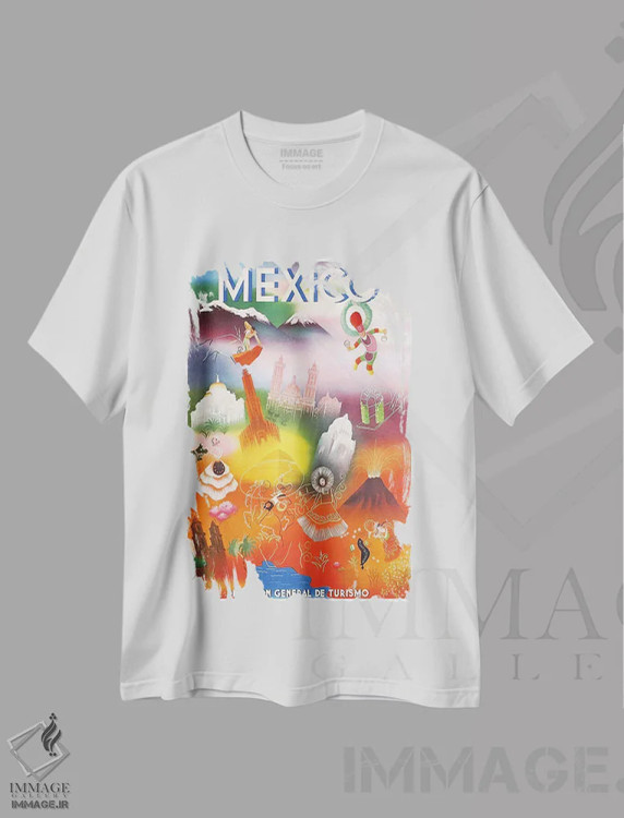 تیشرت سفید طرح دار مکزیک: گردشگری III، تایپوگرافی اثر هنرمند ناشناس | immage.ir