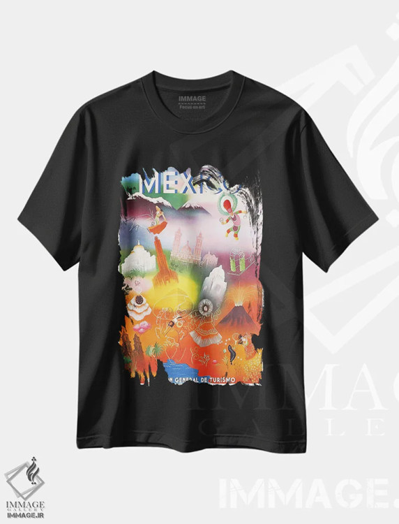 تیشرت مشکی طرح دار مکزیک: گردشگری III، تایپوگرافی اثر هنرمند ناشناس | فروشگاه ایماژ