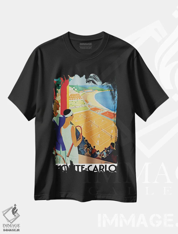 تیشرت مشکی طرح دار مونت کارلو، تایپوگرافی اثر هنرمند ناشناس | فروشگاه ایماژ