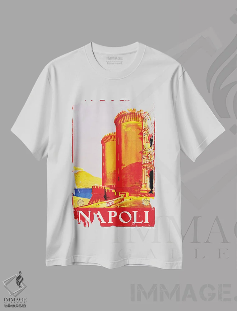 تیشرت سفید طرح دار ناپولی، تایپوگرافی اثر هنرمند ناشناس | فروشگاه ایماژ