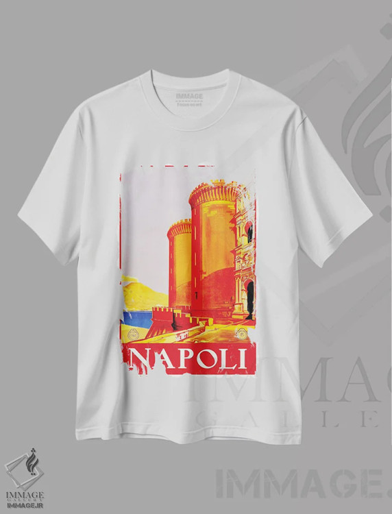 تیشرت سفید طرح دار ناپولی، تایپوگرافی اثر هنرمند ناشناس | فروشگاه ایماژ