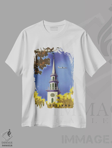 تیشرت سفید طرح دار نیوانگلند، تایپوگرافی اثر هنرمند ناشناس | فروشگاه ایماژ