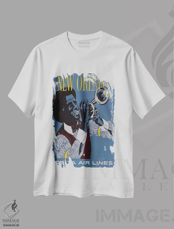 تیشرت سفید طرح دار نیواورلئان، تایپوگرافی اثر هنرمند ناشناس | فروشگاه ایماژ