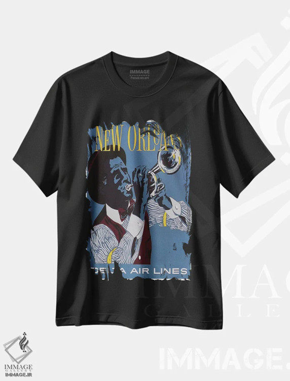 تیشرت مشکی طرح دار نیواورلئان، تایپوگرافی اثر هنرمند ناشناس | immage.ir
