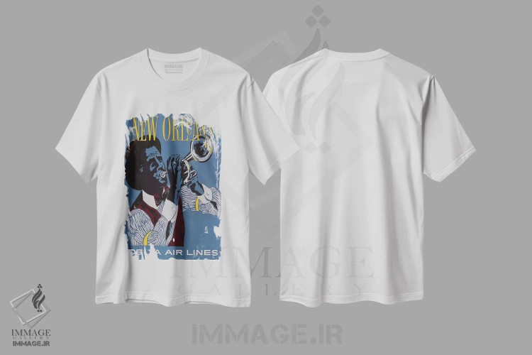تیشرت سفید طرح دار نیواورلئان، تایپوگرافی اثر هنرمند ناشناس | فروشگاه ایماژ