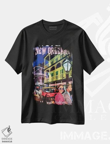 تیشرت مشکی طرح دار نیواورلئان، تایپوگرافی اثر هنرمند ناشناس | فروشگاه ایماژ