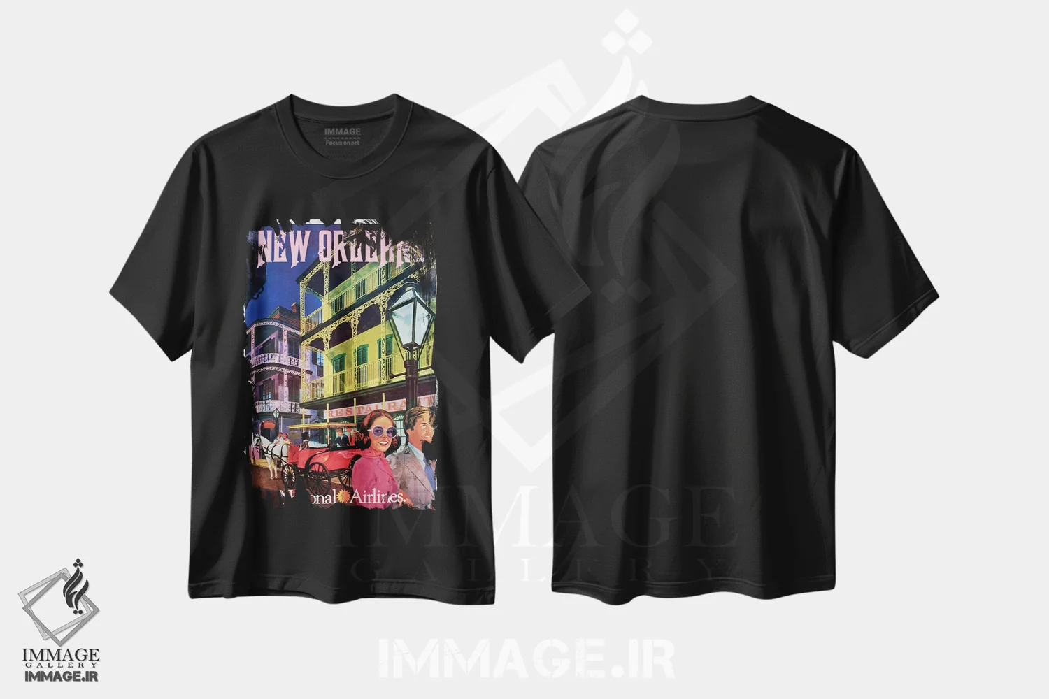 تیشرت مشکی طرح دار نیواورلئان، تایپوگرافی اثر هنرمند ناشناس | فروشگاه ایماژ