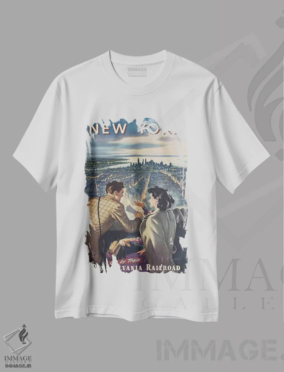 تیشرت سفید طرح دار نیویورک، تزئینی اثر هنرمند ناشناس | immage.ir