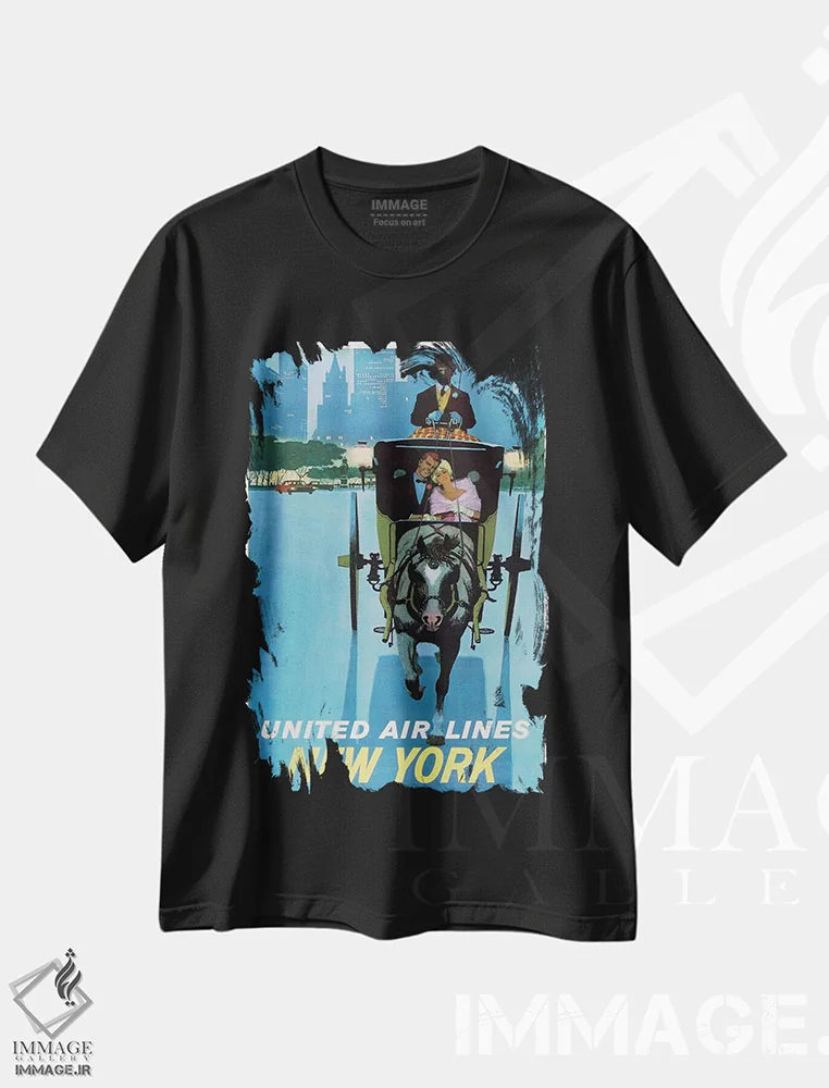 تیشرت مشکی طرح دار نیویورک، تایپوگرافی اثر هنرمند ناشناس | فروشگاه ایماژ