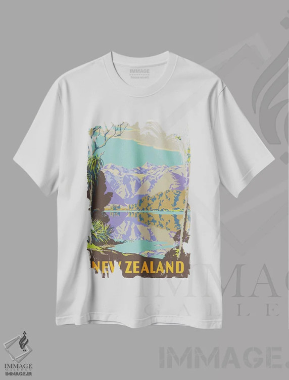 تیشرت سفید طرح دار نیوزلند II، تایپوگرافی اثر هنرمند ناشناس | فروشگاه ایماژ