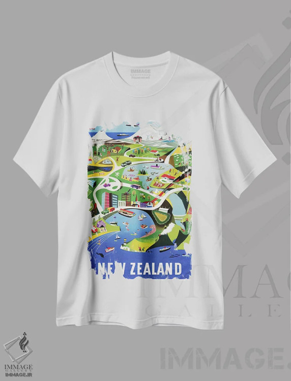 تیشرت سفید طرح دار نیوزلند I، تایپوگرافی اثر هنرمند ناشناس | immage.ir