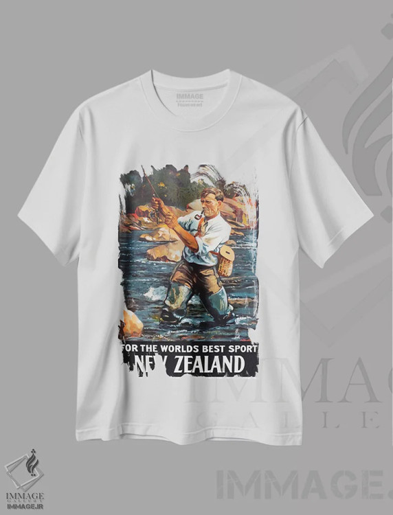 تیشرت سفید طرح دار نیوزلند: برای بهترین ورزش های جهان، تایپوگرافی اثر هنرمند ناشناس | immage.ir