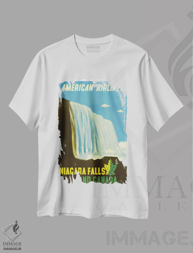تیشرت سفید طرح دار آبشار نیاگارا و کانادا، تایپوگرافی اثر هنرمند ناشناس | فروشگاه ایماژ