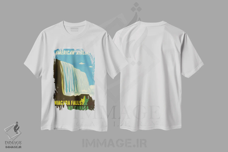 تیشرت سفید طرح دار آبشار نیاگارا و کانادا، تایپوگرافی اثر هنرمند ناشناس | فروشگاه ایماژ