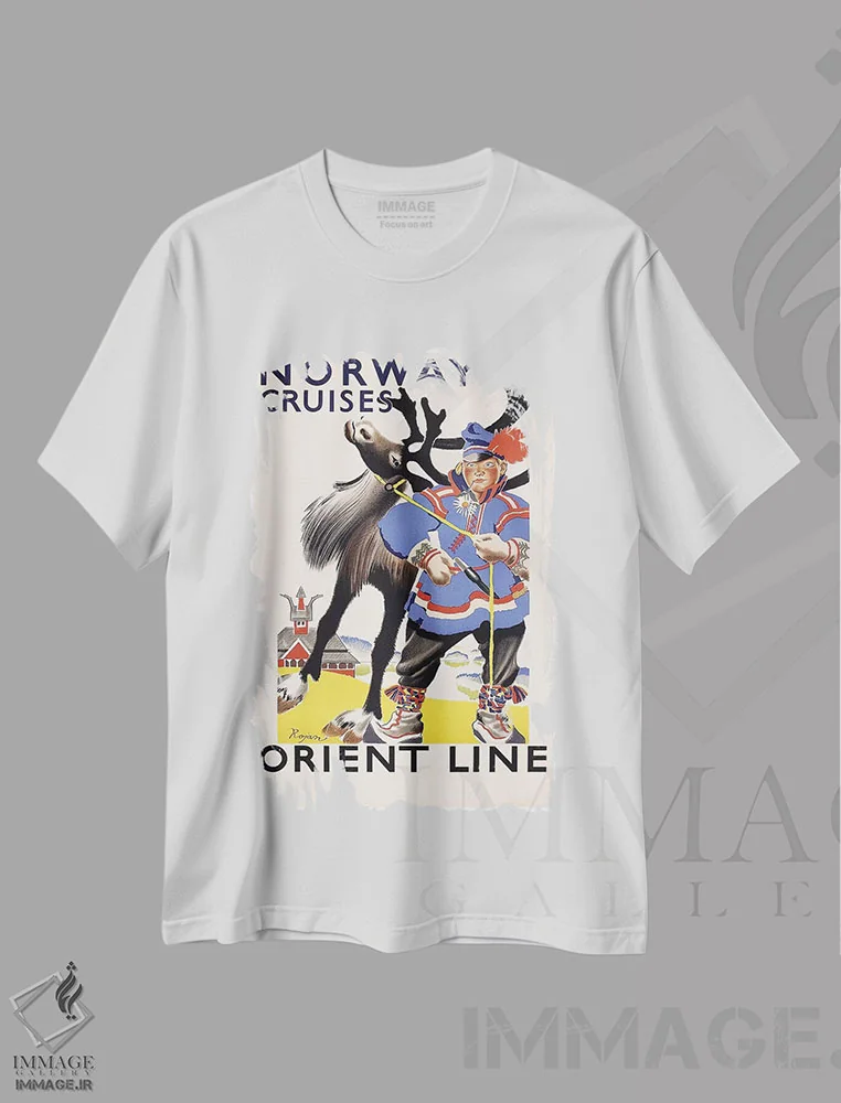 تیشرت سفید طرح دار Orient Line,کروزهای نروژ، شرکت اورینت لاین، تایپوگرافی اثر هنرمند ناشناس | immage.ir