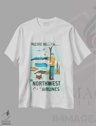 تیشرت سفید طرح دار شمال غرب آرام، تایپوگرافی اثر هنرمند ناشناس | فروشگاه ایماژ