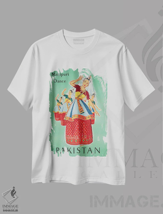تیشرت سفید طرح دار پاکستان، تایپوگرافی اثر هنرمند ناشناس | immage.ir